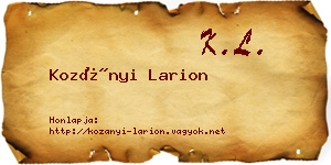 Kozányi Larion névjegykártya